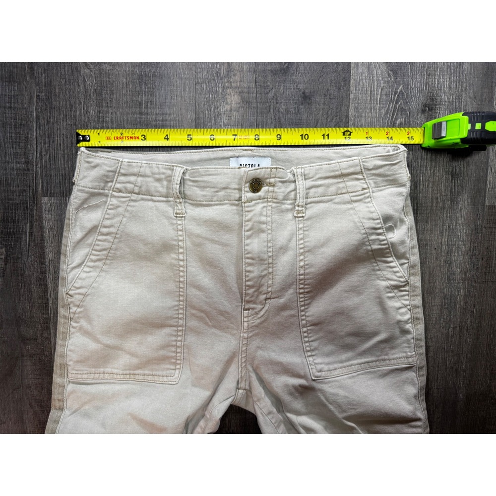 Pistola Womens High Rise Utility Straight Leg Pants Beige Tan Side Stripe Sz 28 - Picture 5 of 7